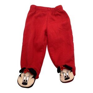 Disney Baby Minnie Mouse Red‎ & Black Footed Sweatpants Girls 3/6M Polyester